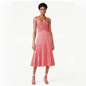 Colorful Striped Sleeveless Midi Dress